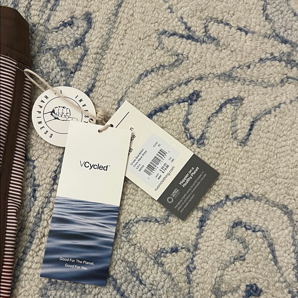 Vuori Men's Striped Brown Swim Board Shorts - Picture 2 of 5